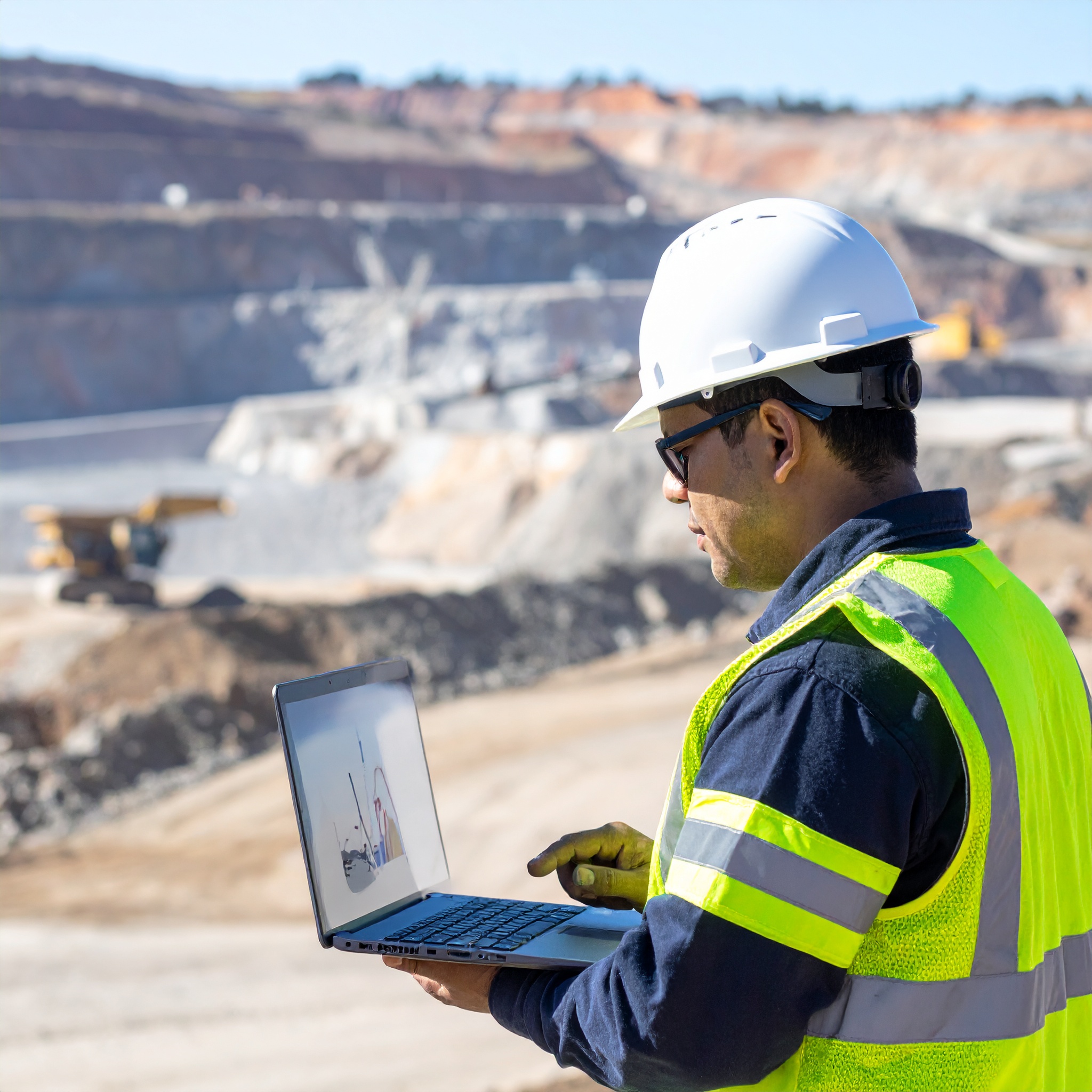 Process Analytics 2 Firefly Homem com traje de seguranca analisando graficos em um laptop de fundo uma planta de 206656